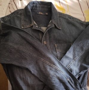 Long Sleeve Polo denim shirt.